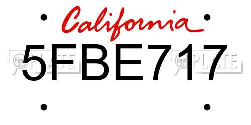 5FBE717 California License Plate