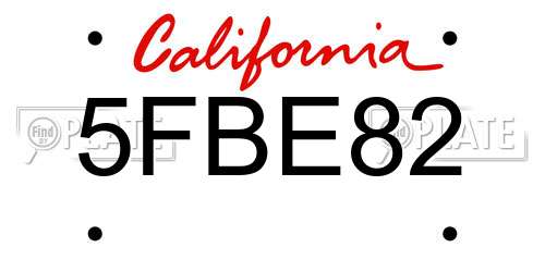 5FBE82 California License Plate