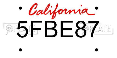 5FBE87 California License Plate