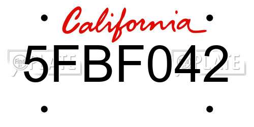 5FBF042 California License Plate
