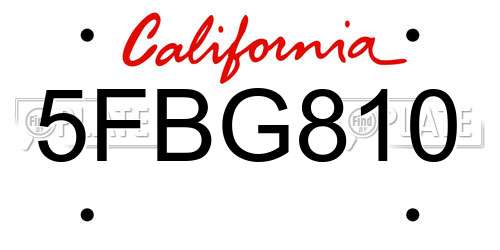 5FBG810 California License Plate