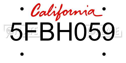 5FBH059 California License Plate
