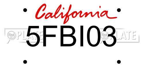 5FBI03 California License Plate