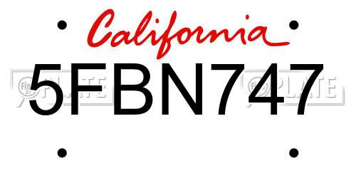 5FBN747 California License Plate