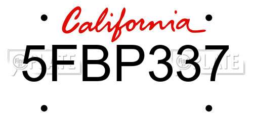 5FBP337 California License Plate