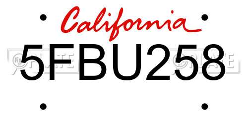 5FBU258 California License Plate