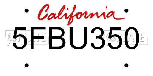 5FBU350 California License Plate