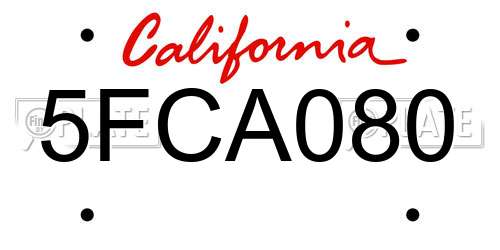 5FCA080 California License Plate