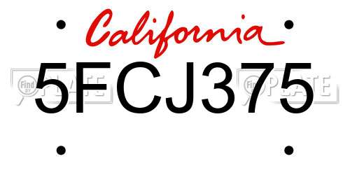5FCJ375 California License Plate