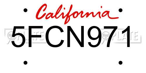 5FCN971 California License Plate