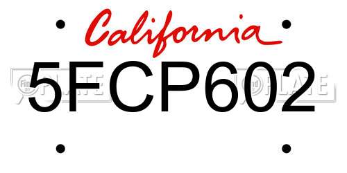 5FCP602 California License Plate