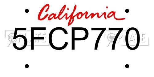 5FCP770 California License Plate