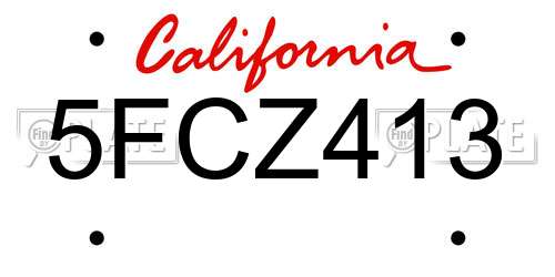5FCZ413 California License Plate