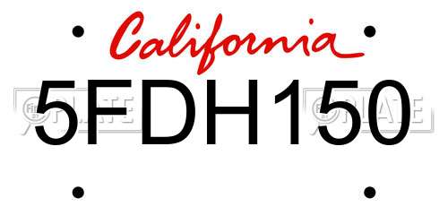5FDH150 California License Plate