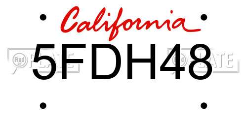 5FDH48 California License Plate