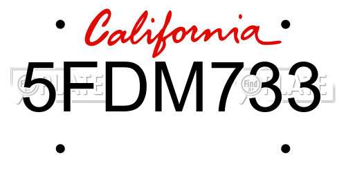 5FDM733 California License Plate