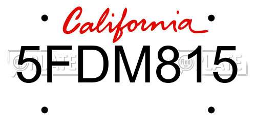 5FDM815 California License Plate