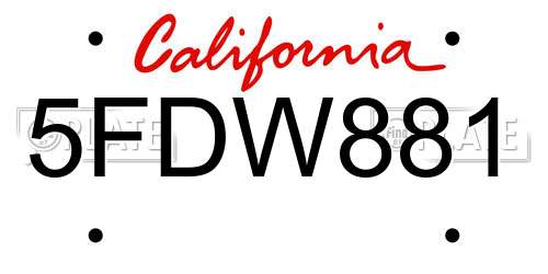 5FDW881 California License Plate