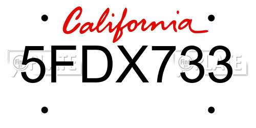 5FDX733 California License Plate