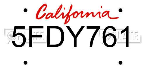 5FDY761 California License Plate