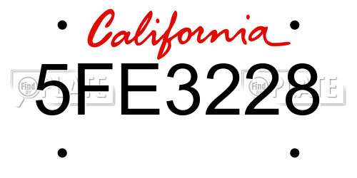 5FE3228 California License Plate