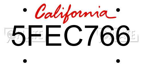 5FEC766 California License Plate