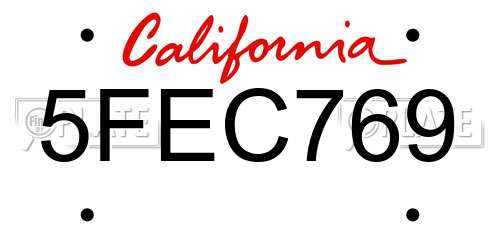 5FEC769 California License Plate