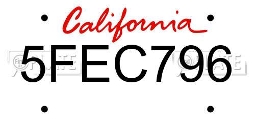 5FEC796 California License Plate