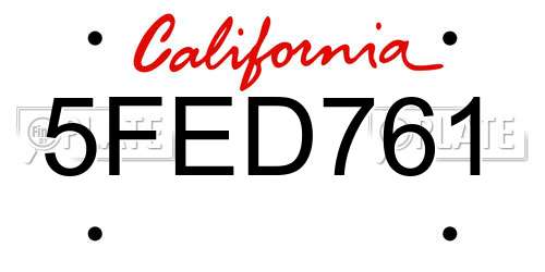 5FED761 California License Plate