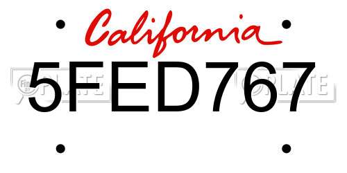 5FED767 California License Plate