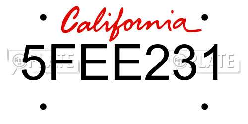 5FEE231 California License Plate