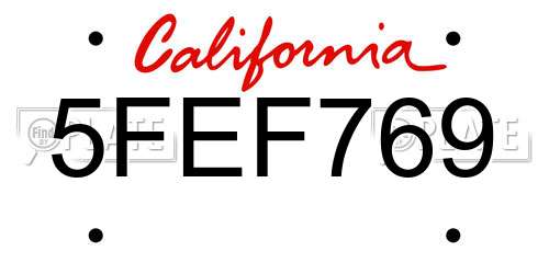 5FEF769 California License Plate