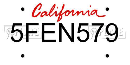 5FEN579 California License Plate
