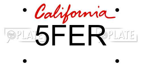 5FER California License Plate