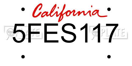 5FES117 California License Plate
