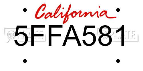 5FFA581 California License Plate