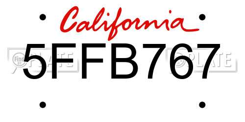 5FFB767 California License Plate