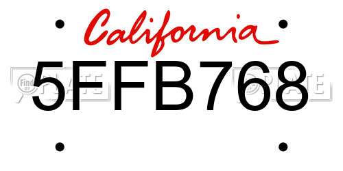 5FFB768 California License Plate