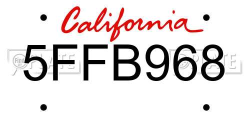 5FFB968 California License Plate