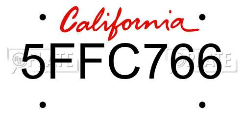 5FFC766 California License Plate