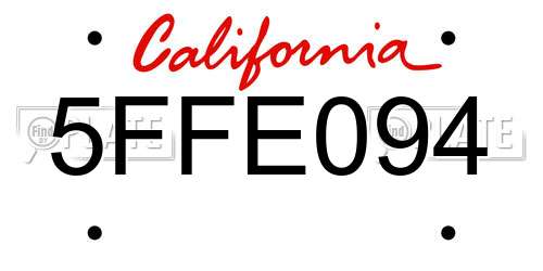 5FFE094 California License Plate
