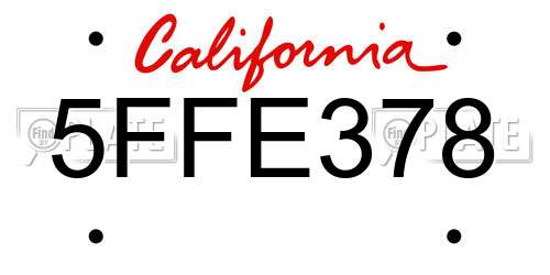 5FFE378 California License Plate