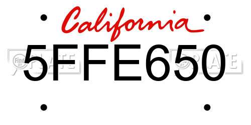 5FFE650 California License Plate