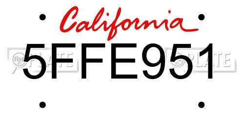 5FFE951 California License Plate