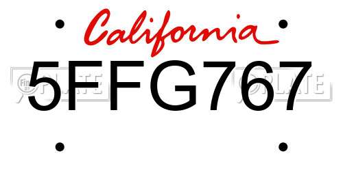 5FFG767 California License Plate