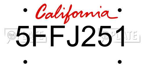 5FFJ251 California License Plate