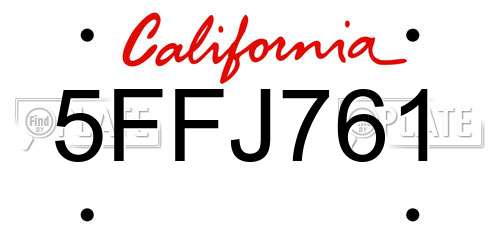 5FFJ761 California License Plate