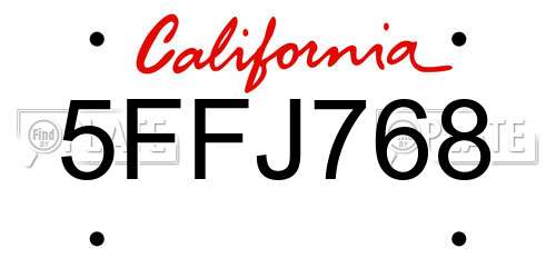 5FFJ768 California License Plate