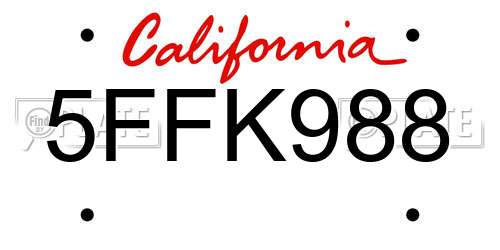 5FFK988 California License Plate