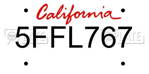 5FFL767 California License Plate